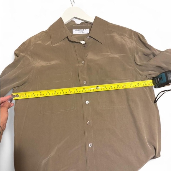 Vintage Jaeger Silk Button Down olive/ Khaki women’s 34 bust - Picture 5 of 8